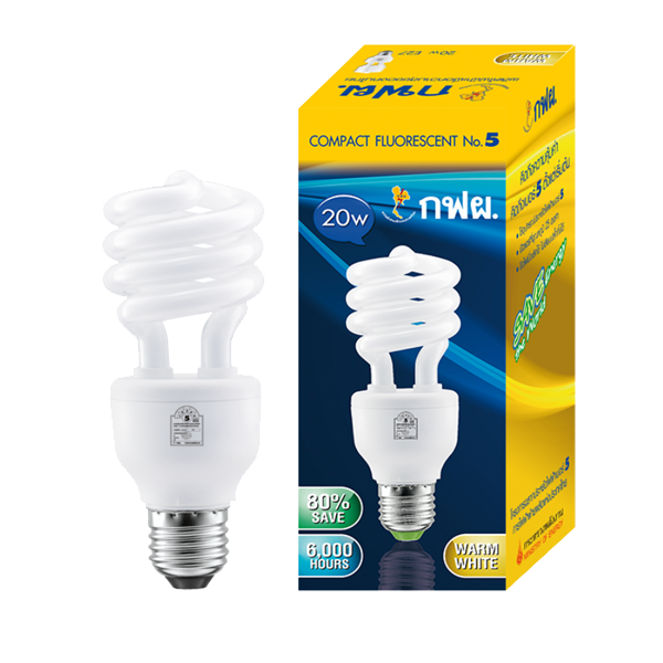 หลอดไฟทอร์นาโด กฟผ. 20 W. วอร์มไลท์ (100880)